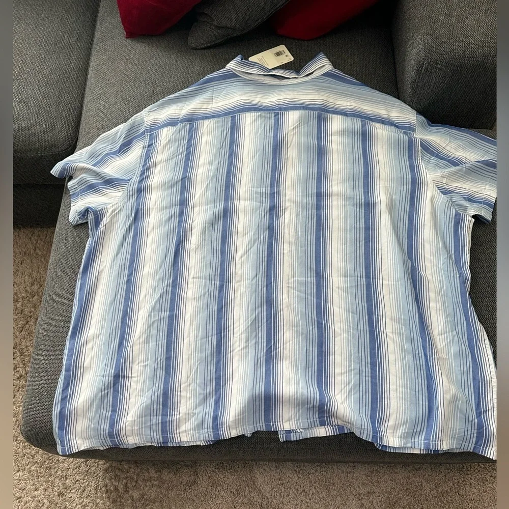 Levi’s Sunset Camp Short Sleeve Dobby Slub Stripe Shirt Light Blue  Size 3XL NWT